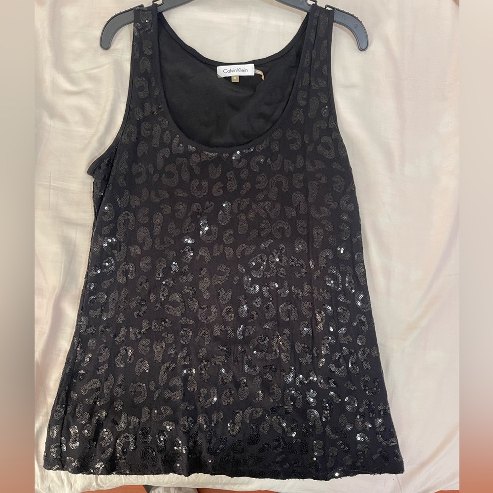 Calvin Klein Sequin Leopard Print Tank Top